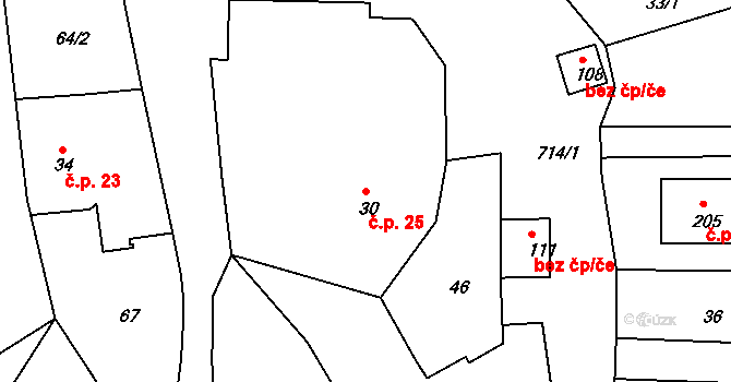 Lipovka 25, Rychnov nad Kněžnou na parcele st. 30 v KÚ Lipovka u Rychnova nad Kněžnou, Katastrální mapa