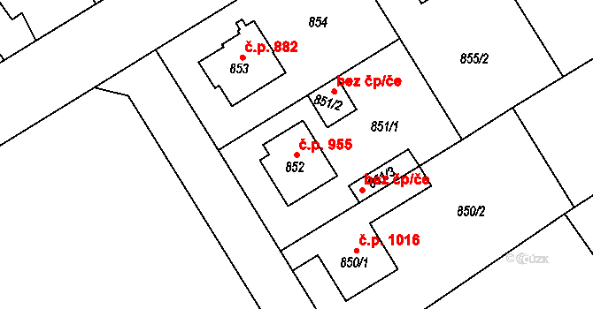 Rychnov nad Kněžnou 955 na parcele st. 852 v KÚ Rychnov nad Kněžnou, Katastrální mapa