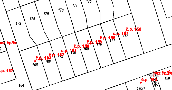Cvrčovice 159 na parcele st. 169 v KÚ Cvrčovice u Pohořelic, Katastrální mapa