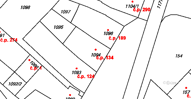 Šitbořice 134 na parcele st. 1094 v KÚ Šitbořice, Katastrální mapa