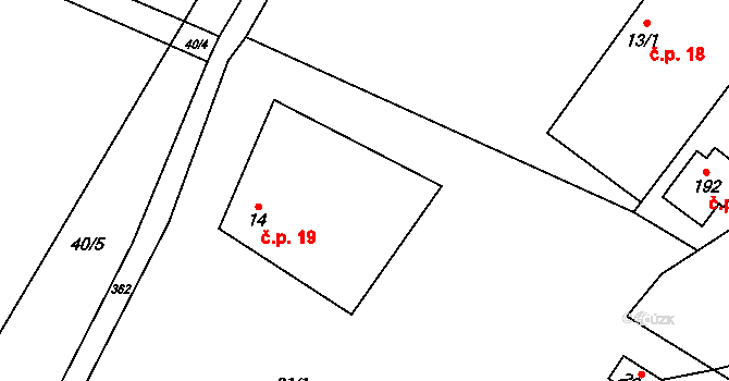 Seč 19, Lipová na parcele st. 14 v KÚ Seč u Lipové, Katastrální mapa