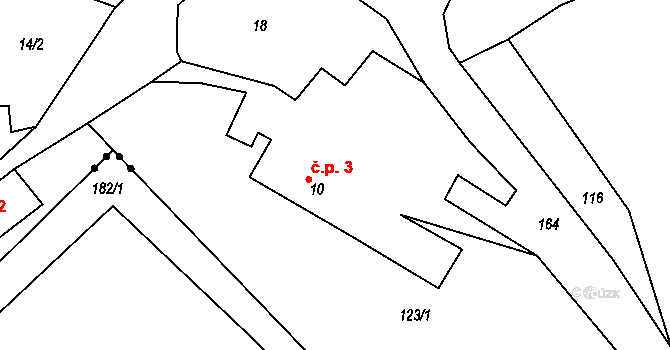 Chlístovice 3, Pertoltice na parcele st. 10 v KÚ Chlístovice u Pertoltic, Katastrální mapa