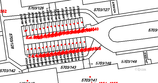 Jihlava 4510 na parcele st. 5703/174 v KÚ Jihlava, Katastrální mapa