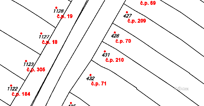 Svatobořice 210, Svatobořice-Mistřín na parcele st. 431 v KÚ Svatobořice, Katastrální mapa