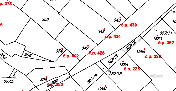 Vnorovy 425 na parcele st. 349 v KÚ Vnorovy, Katastrální mapa