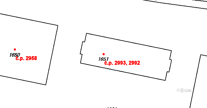 Kladno 2992,2993 na parcele st. 1651 v KÚ Kladno, Katastrální mapa
