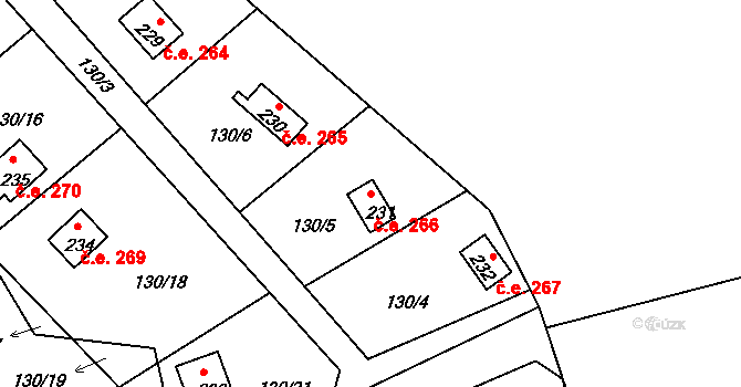 Třebsín 266, Krňany na parcele st. 231 v KÚ Třebsín, Katastrální mapa