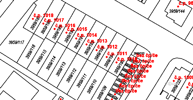 Jindřichův Hradec II 1012, Jindřichův Hradec na parcele st. 3959/193 v KÚ Jindřichův Hradec, Katastrální mapa