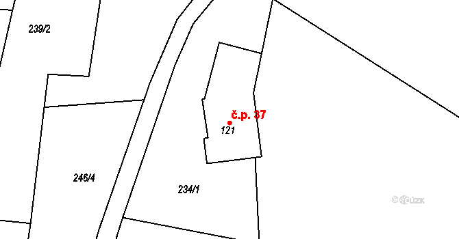 Rokytno 37, Rokytnice nad Jizerou na parcele st. 121 v KÚ Rokytno v Krkonoších, Katastrální mapa