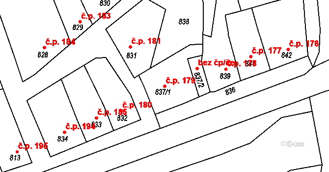 Věrovany 179 na parcele st. 837/1 v KÚ Věrovany, Katastrální mapa