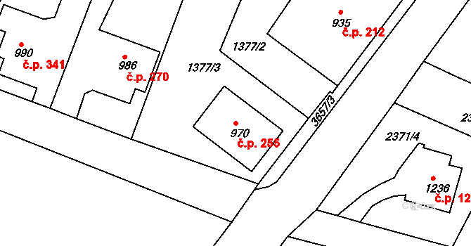 Cvikov I 255, Cvikov na parcele st. 970 v KÚ Cvikov, Katastrální mapa