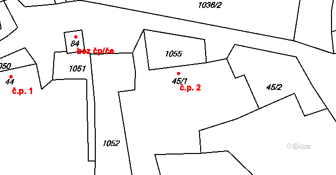 Pikov 2, Borotín na parcele st. 45/1 v KÚ Pikov, Katastrální mapa