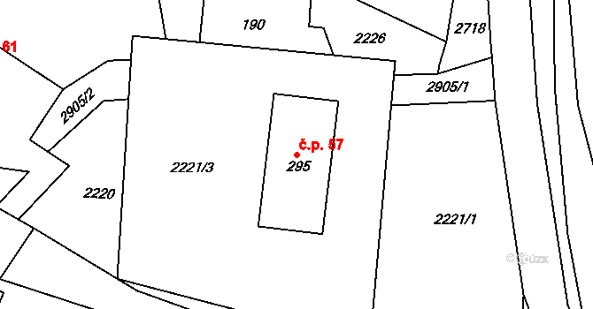 Dlouhá Loučka 57 na parcele st. 295 v KÚ Dlouhá Loučka, Katastrální mapa