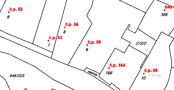 Opatov 55 na parcele st. 9 v KÚ Opatov na Moravě, Katastrální mapa