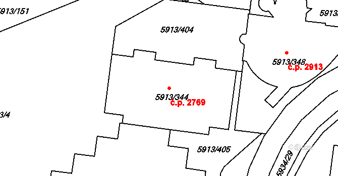 Tábor 2769 na parcele st. 5913/344 v KÚ Tábor, Katastrální mapa