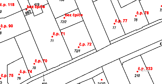 Černčice 72 na parcele st. 72/1 v KÚ Černčice u Loun, Katastrální mapa