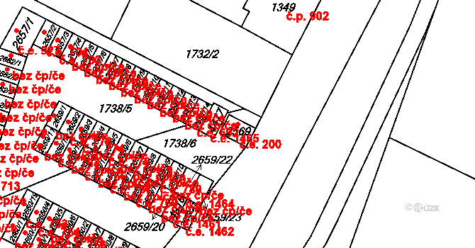 Cheb 200 na parcele st. 2569 v KÚ Cheb, Katastrální mapa