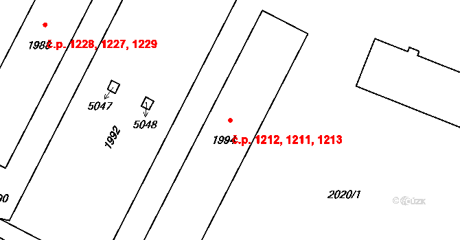 Město 1211,1212,1213, Havířov na parcele st. 1994 v KÚ Havířov-město, Katastrální mapa