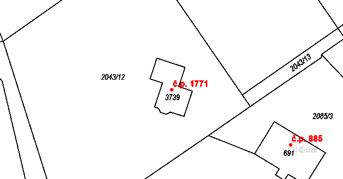 Frenštát pod Radhoštěm 1771 na parcele st. 3739 v KÚ Frenštát pod Radhoštěm, Katastrální mapa