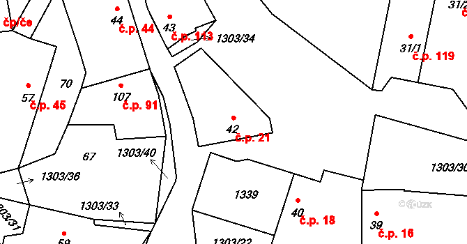 Krpy 21, Kropáčova Vrutice na parcele st. 42 v KÚ Krpy, Katastrální mapa
