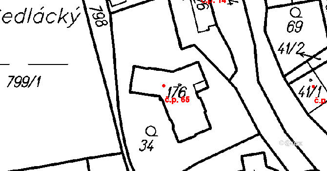 Chlistov 65 na parcele st. 176 v KÚ Chlistov, Katastrální mapa