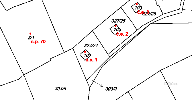 Srlín 1, Bernartice na parcele st. 101 v KÚ Srlín, Katastrální mapa