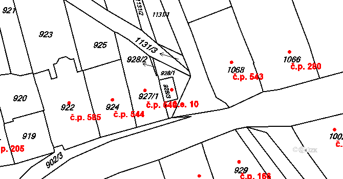 Jarošov 10, Uherské Hradiště na parcele st. 928/3 v KÚ Jarošov u Uherského Hradiště, Katastrální mapa