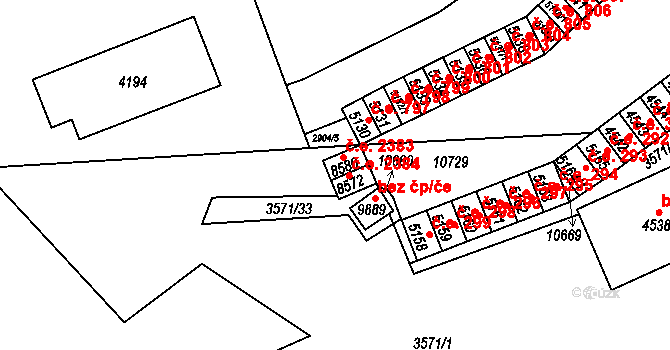 Hodonín 2383 na parcele st. 8580 v KÚ Hodonín, Katastrální mapa