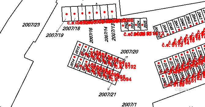 Kadaň 5104 na parcele st. 2019 v KÚ Kadaň, Katastrální mapa