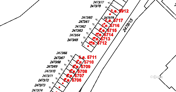 Kadaň 5712 na parcele st. 2473/65 v KÚ Kadaň, Katastrální mapa