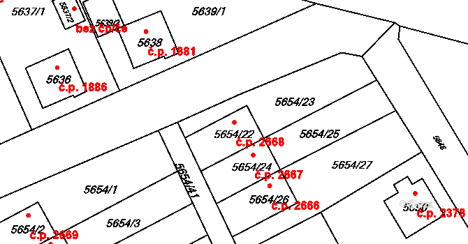 Varnsdorf 2668 na parcele st. 5654/22 v KÚ Varnsdorf, Katastrální mapa