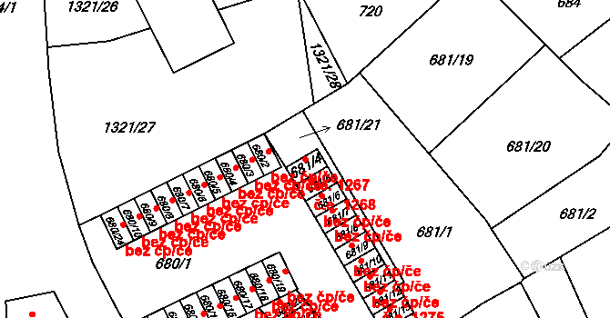 Předměstí 1267, Litoměřice na parcele st. 681/4 v KÚ Litoměřice, Katastrální mapa