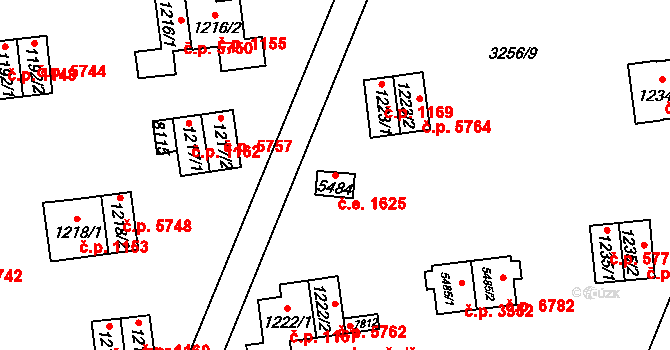 Zlín 1625 na parcele st. 5484 v KÚ Zlín, Katastrální mapa