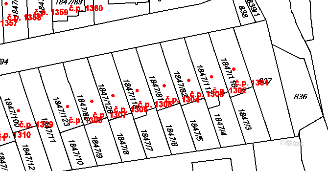 Bystřice nad Pernštejnem 1304 na parcele st. 1847/81 v KÚ Bystřice nad Pernštejnem, Katastrální mapa