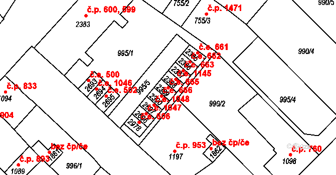 Náchod 665 na parcele st. 2389 v KÚ Náchod, Katastrální mapa