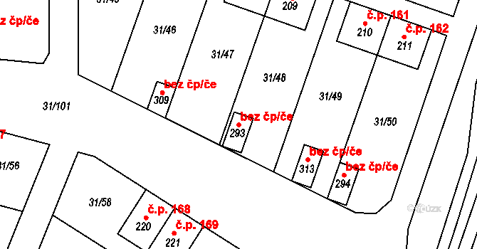 Srnojedy 41747836 na parcele st. 293 v KÚ Srnojedy, Katastrální mapa