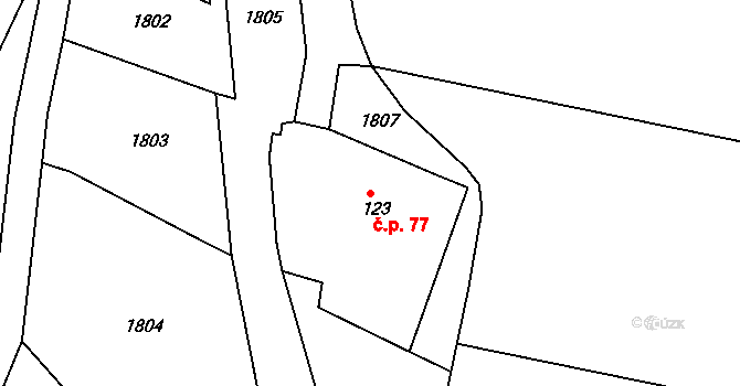 Přečkovice 77, Bojkovice na parcele st. 123 v KÚ Přečkovice, Katastrální mapa