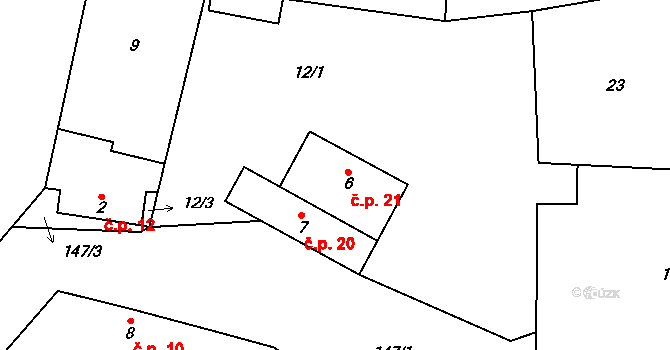 Lichoceves 21 na parcele st. 6 v KÚ Lichoceves, Katastrální mapa
