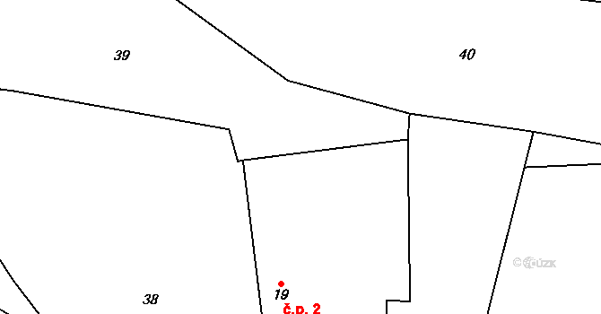 Kajetín 2, Choustník na parcele st. 19 v KÚ Kajetín, Katastrální mapa