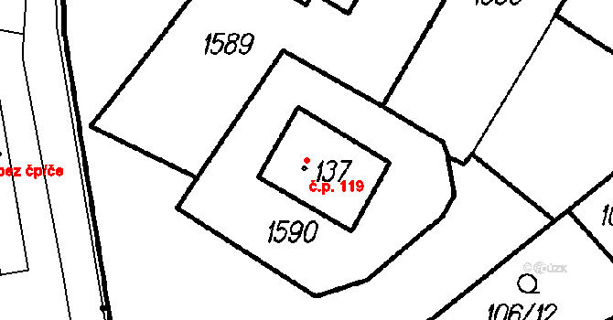 Pernarec 119 na parcele st. 137 v KÚ Pernarec, Katastrální mapa