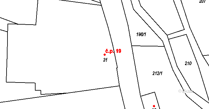 Rožmitál 19, Broumov na parcele st. 31 v KÚ Rožmitál, Katastrální mapa