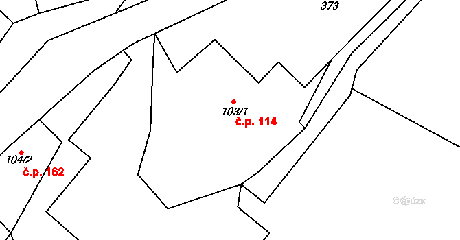 Zdoňov 114, Teplice nad Metují na parcele st. 103/1 v KÚ Zdoňov, Katastrální mapa