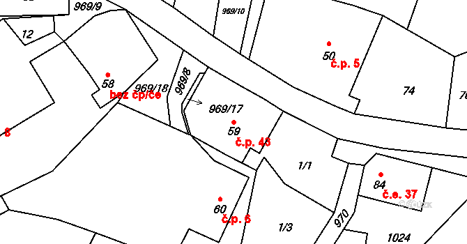 Javory 43, Malšovice na parcele st. 59 v KÚ Javory, Katastrální mapa