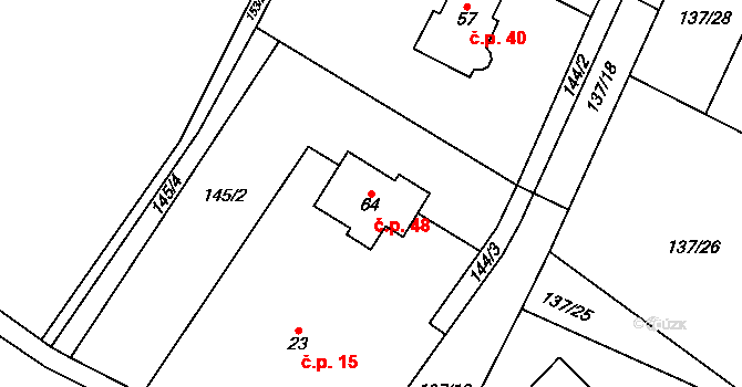 Vřesice 48, Sulíkov na parcele st. 64 v KÚ Vřesice, Katastrální mapa