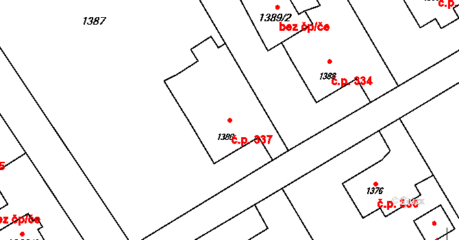 Suchdol nad Odrou 337 na parcele st. 1386 v KÚ Suchdol nad Odrou, Katastrální mapa
