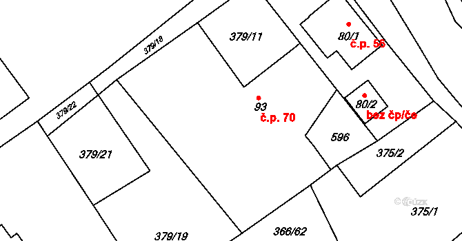 Lubina 70, Kopřivnice na parcele st. 93 v KÚ Drnholec nad Lubinou, Katastrální mapa