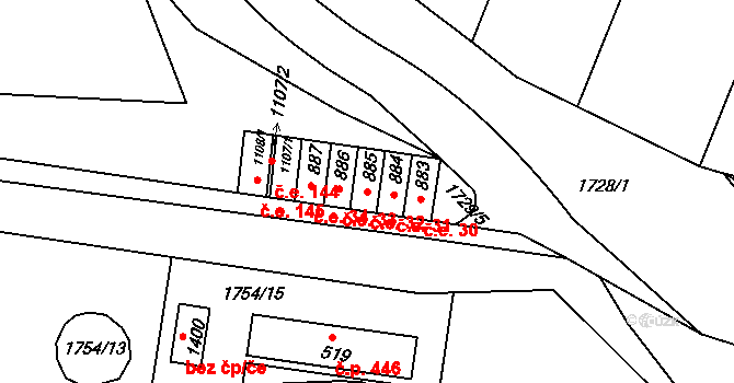 Brtnice 32 na parcele st. 885 v KÚ Brtnice, Katastrální mapa