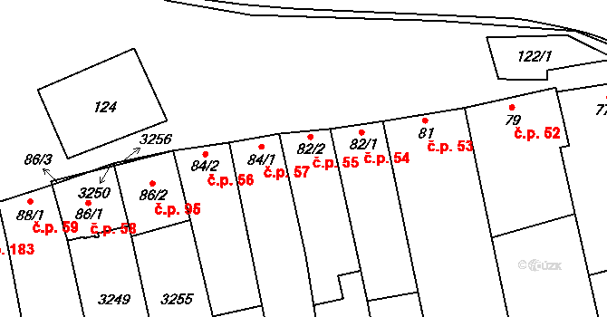 Tasov 55 na parcele st. 82/2 v KÚ Tasov nad Veličkou, Katastrální mapa