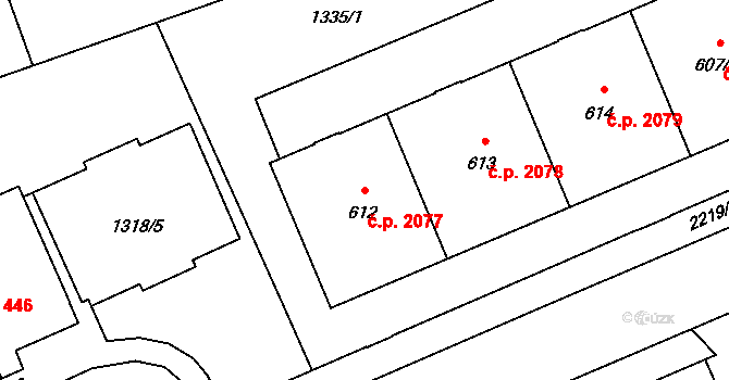 Šumperk 2077 na parcele st. 612 v KÚ Šumperk, Katastrální mapa