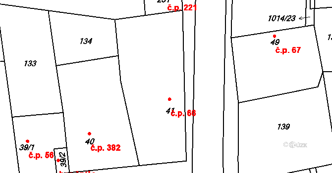 Cerhenice 66 na parcele st. 41 v KÚ Cerhenice, Katastrální mapa